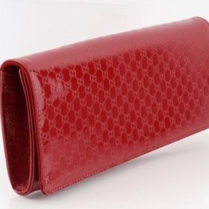 GUCCI Red Micro-Guccissima Patent leather clutch